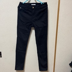 オペークドットクリップ　黒パンツ　裏起毛　M
