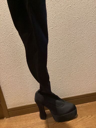厚底ブーツ　ニーハイ　黒　24cm