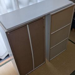 カラーボックス（白）2個（ワイド、ノーマル）の画像