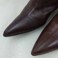 ACTEUR MODE 本革 ロングブーツ ダークブラウン 24cm ヒールの画像