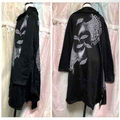 ꒰Amina꒱エスニック柄 アシンメトリー 長袖ジャケット黒 LサイズOKの画像