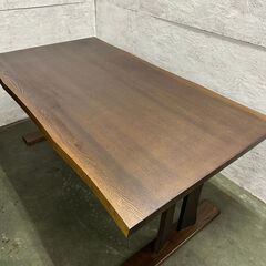 【NITORI】 ニトリ 天然木 ダイニングテーブル 160cm×90cm ヤマト4 160 DBR 専用コンセント付 N0567の画像