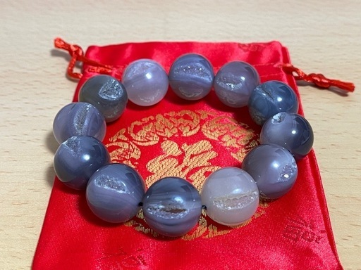 大玉20mm メノウ笑口•ジオードブレスレット