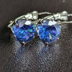 大粒ラインストーンフックピアス（新品）ロイヤルブルー/おすすめの画像