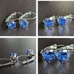 大粒ラインストーンフックピアス（新品）ロイヤルブルー/おすすめの画像