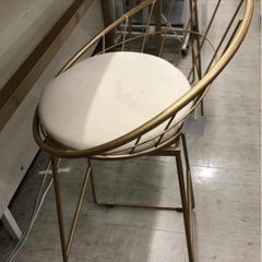カウンターテーブル3点セット大理石調ホワイト×ゴールド【トレファク堺福田店】