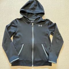 ◆USED美品◆アンダーアーマー UNDER ARMOUR/ジュニア キッズ/パーカー フーディー/ブラック 黒/YMD（140㎝）の画像