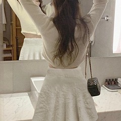🤍ふわっふわシャギーフレアミニスカート　ウエストゴムの画像