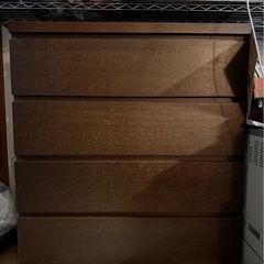 収納家具　チェスト4段　ダークブラウン