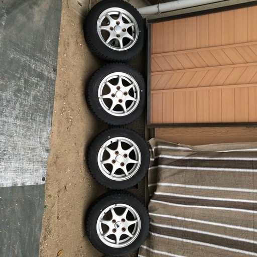 スズキカプチーノ純正アルミホイールスタッドレスタイヤ スズキカプチーノ純正アルミホイールスタッドレスタイヤ4本セットです