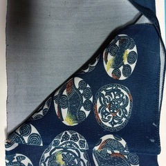 ☆クリ-ニング済み商品！中古未使用品藍色小手毬花模様風呂敷66×62御祝い事贈答品など大切な品物を包んで持ち運ぶ時収納時に軽量最適の画像