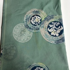 ☆クリ-ニング済み商品！中古品若草色小手毬草花模様70×68冠婚葬祭御祝い事贈答品など大切な品物を包んで持ち運ぶ時収納時に軽量最適の画像