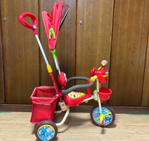 アンパンマン　ブザー付きおでかけ三輪車　デラックスⅡ 説明書、付属品有り