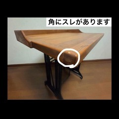 アンティーク SINGER工業用 ミシン脚　デスク　木製天板　無垢材　シンガー の画像
