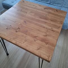 木製ダイニングテーブル 正方形 天然木 スチール脚 [幅70]

の画像