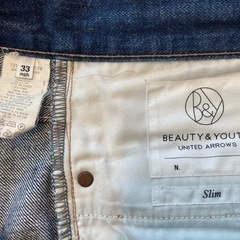 デニム スリムテーパード 5ポケット パンツの画像