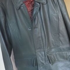 皮のコート、モスグリーン、防寒