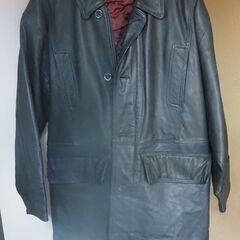 皮のコート、モスグリーン、防寒の画像