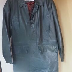 皮のコート、モスグリーン、防寒の画像