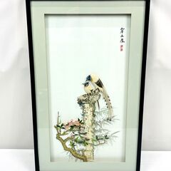 【美品】壁掛け立体アート 鳥 つがい 2羽 梅？桃？白樺