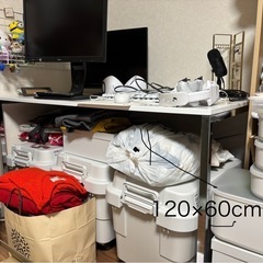 120×60cm 広々デスク 光沢天板 パソコンデスクの画像