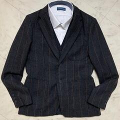 美品/Lサイズ アーバンリサーチ スリーピース スーツ ストライプ ウール セットアップ チャコールグレーの画像