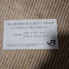 JR東日本　株主優待割引券(４割引)　５枚　Aの画像
