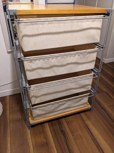 無印帆布　バスケット引き出し　スチールラック