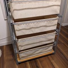無印帆布　バスケット引き出し　スチールラック