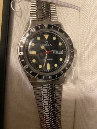 TIMEX Q TIMEX 38mm シルバーバンド ブラックベゼル TW2U61800 （ブラック）