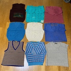 手編みベストなどニット衣類36着まとめての画像