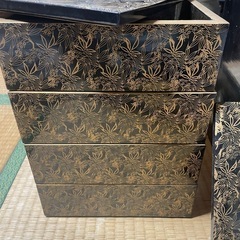 輪島塗り重箱　4段沈金南天絵　江戸明治の画像