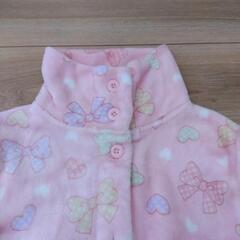 リボンとハート柄がかわいい　もこもこパジャマ 120の画像