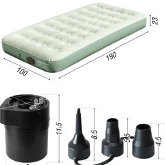 フィールドア(FIELDOOR) エアーベッド エアーマット 100cm×190cm ツイン 厚さ23cm 電動ポンプ付 エアベッド エアーマットレス インフレーターブル アウトドア マットレス エアマット 車中泊マット キャンプ キャンピングマット 未使用保管品の画像