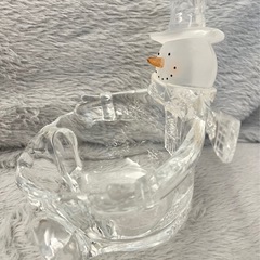 美品 ガラス小物入れ 雪だるま クリスマスマーケット ガラス瓶 小物入れ ガラス容器の画像