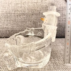 美品 ガラス小物入れ 雪だるま クリスマスマーケット ガラス瓶 小物入れ ガラス容器の画像