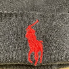 未使用に近い　ビックポニー　ニット帽　黒の画像