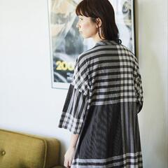 ❤️美品　サニークラウズ ドデカいチェックの切り込みチュニック　M　フェリシモの画像