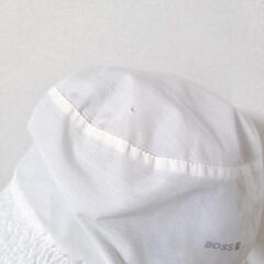 ヒューゴボス バケットハット ワンポイントロゴ 白色 綿 ナイロン XL メンズの画像