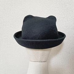 ボーラーハット 猫耳 帽子 ブラック ウール レディースの画像