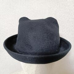 ボーラーハット 猫耳 帽子 ブラック ウール レディースの画像