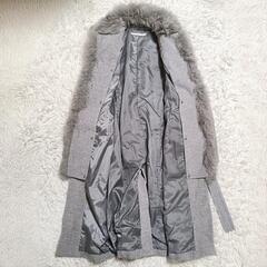 ファイルステージ 美品 高級アンゴラ混ロングコート フォックスファー グレー 35 S レディースの画像