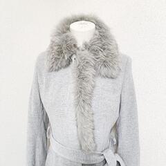 ファイルステージ 美品 高級アンゴラ混ロングコート フォックスファー グレー 35 S レディースの画像