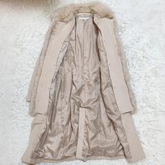 ファイルステージ 美品 高級アンゴラ混ロングコート フォックスファー ベージュ 35 S レディースの画像
