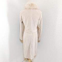 ファイルステージ 美品 高級アンゴラ混ロングコート フォックスファー ベージュ 35 S レディースの画像