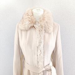 ファイルステージ 美品 高級アンゴラ混ロングコート フォックスファー ベージュ 35 S レディースの画像