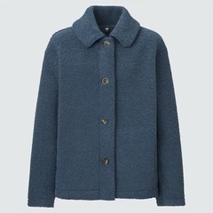 UNIQLO ボアフリースステンカラーコート ブルー