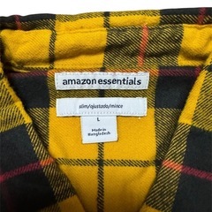 amazon essentials イエローチェックシャツの画像