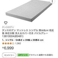 マットレス　シングル　低反発　8CMの画像