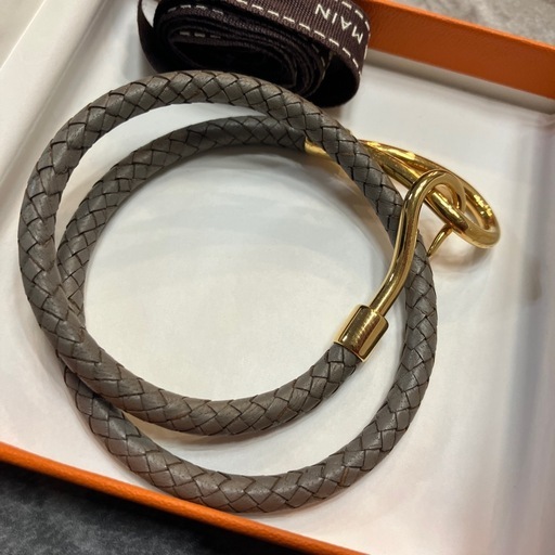 エルメス ブレスレット ジャンボフック グレー　編み込み　レディース